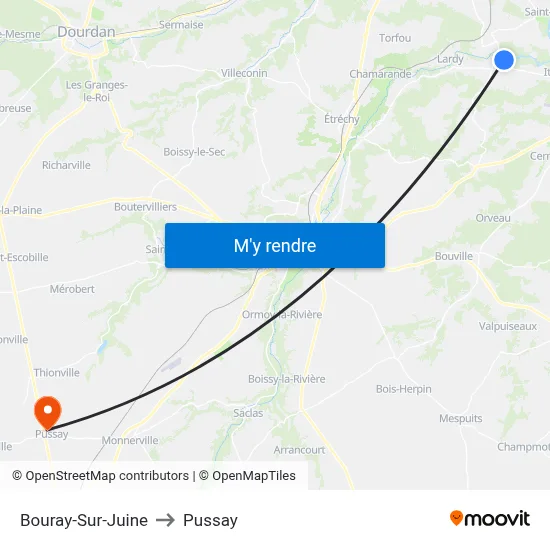 Bouray-Sur-Juine to Pussay map