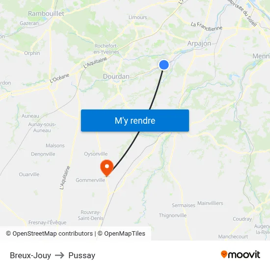 Breux-Jouy to Pussay map