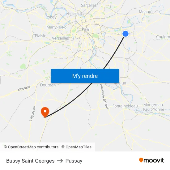 Bussy-Saint-Georges to Pussay map