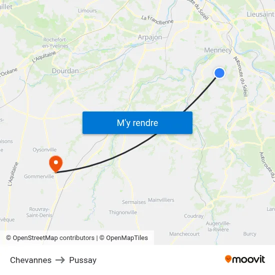 Chevannes to Pussay map