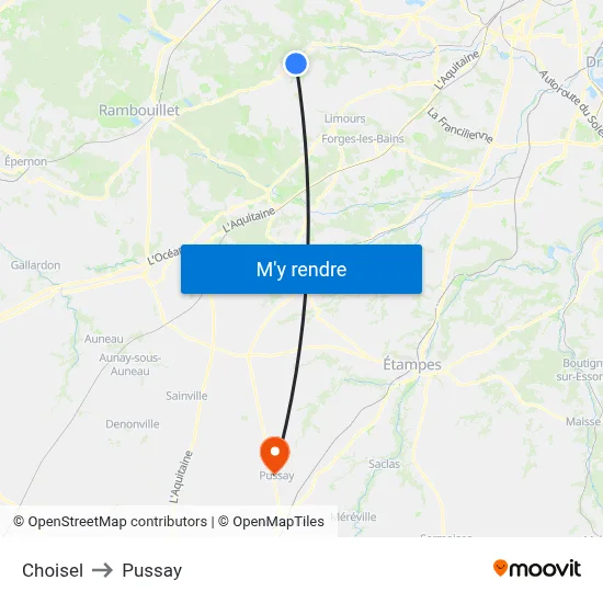 Choisel to Pussay map