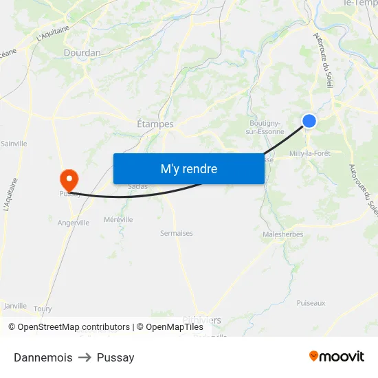 Dannemois to Pussay map