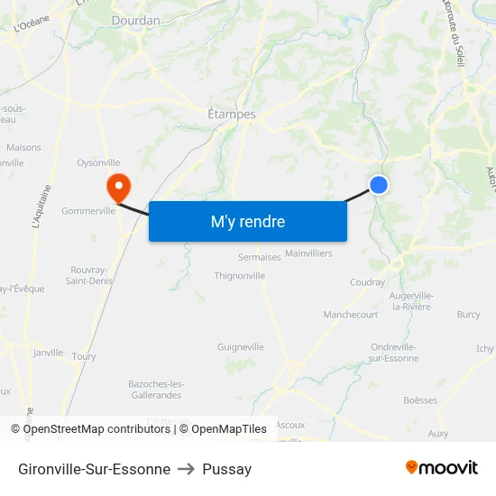 Gironville-Sur-Essonne to Pussay map
