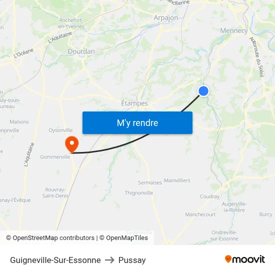 Guigneville-Sur-Essonne to Pussay map