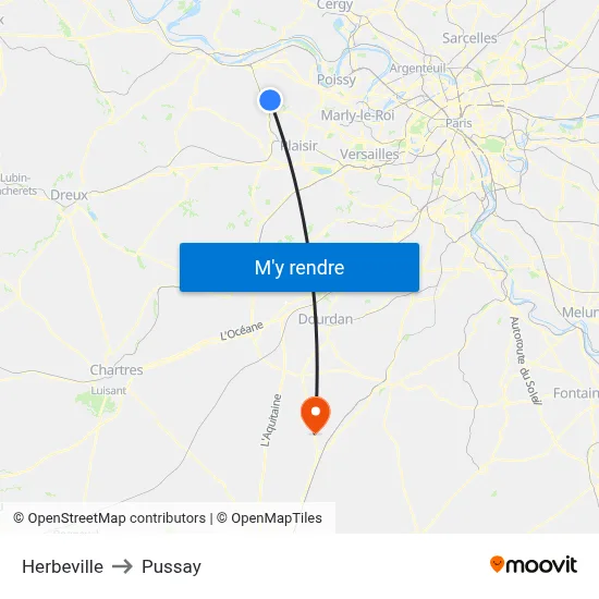 Herbeville to Pussay map