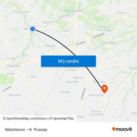 Maintenon to Pussay map