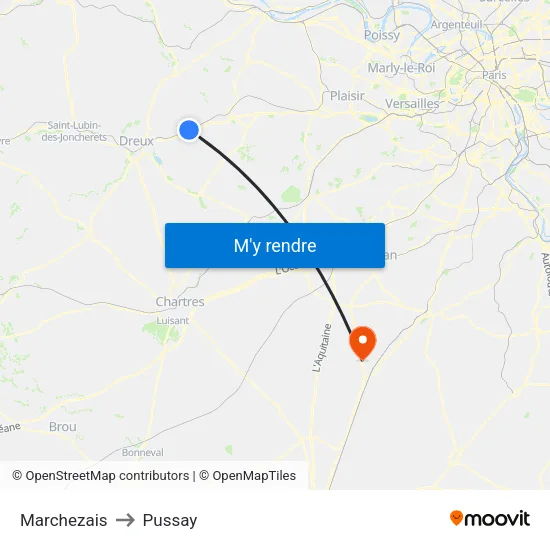 Marchezais to Pussay map