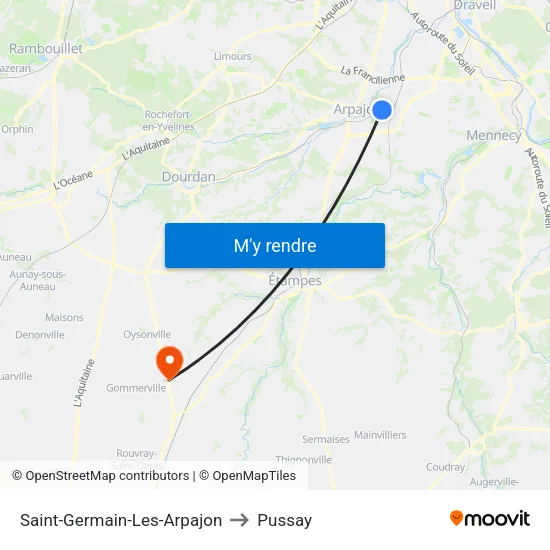 Saint-Germain-Les-Arpajon to Pussay map