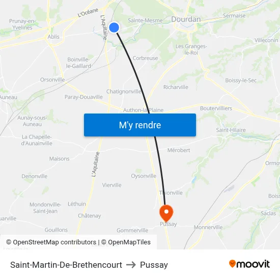 Saint-Martin-De-Brethencourt to Pussay map