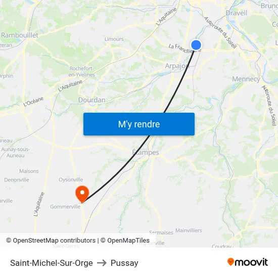Saint-Michel-Sur-Orge to Pussay map