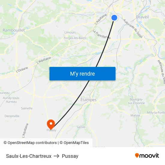 Saulx-Les-Chartreux to Pussay map