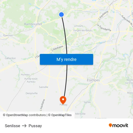 Senlisse to Pussay map