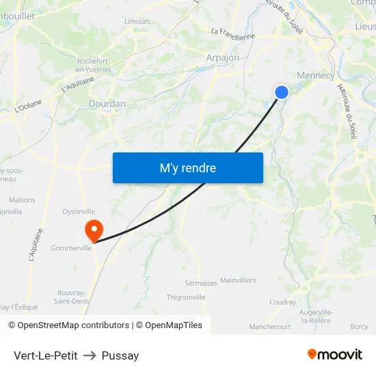 Vert-Le-Petit to Pussay map