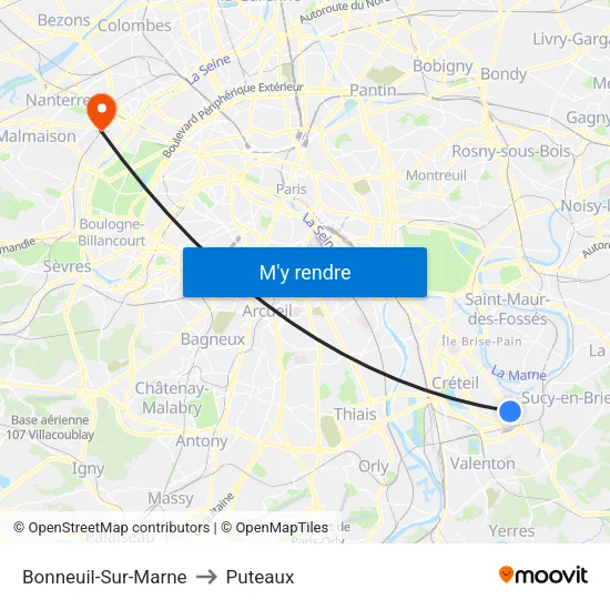 Bonneuil-Sur-Marne to Puteaux map