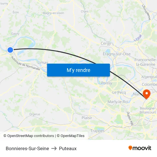 Bonnieres-Sur-Seine to Puteaux map