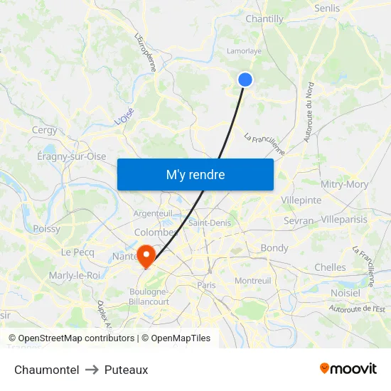 Chaumontel to Puteaux map