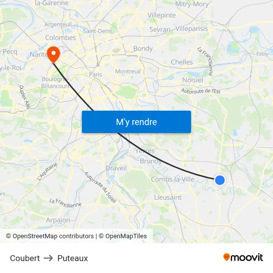 Coubert to Puteaux map