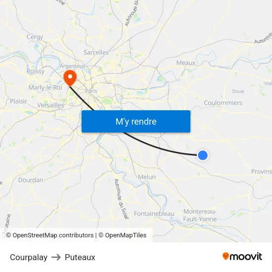 Courpalay to Puteaux map