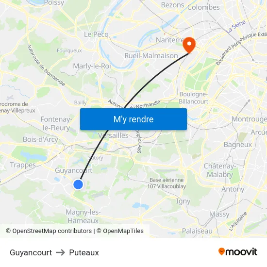 Guyancourt to Puteaux map