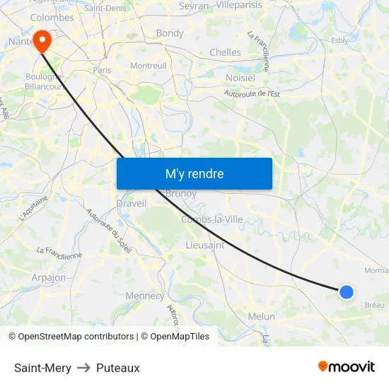 Saint-Mery to Puteaux map