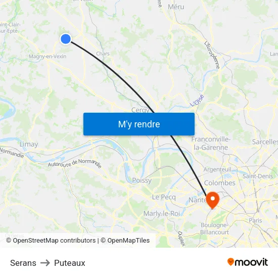 Serans to Puteaux map