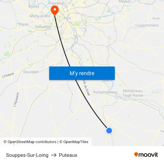 Souppes-Sur-Loing to Puteaux map