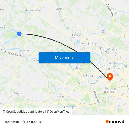 Vetheuil to Puteaux map