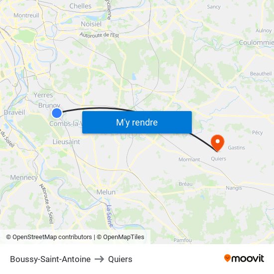 Boussy-Saint-Antoine to Quiers map