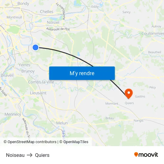 Noiseau to Quiers map