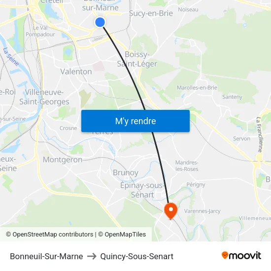 Bonneuil-Sur-Marne to Quincy-Sous-Senart map