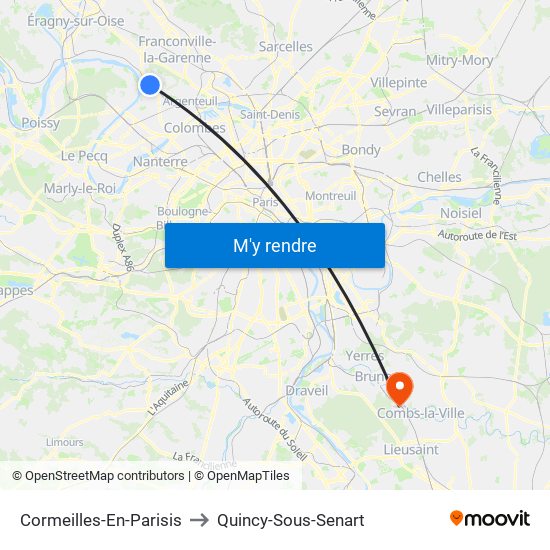 Cormeilles-En-Parisis to Quincy-Sous-Senart map