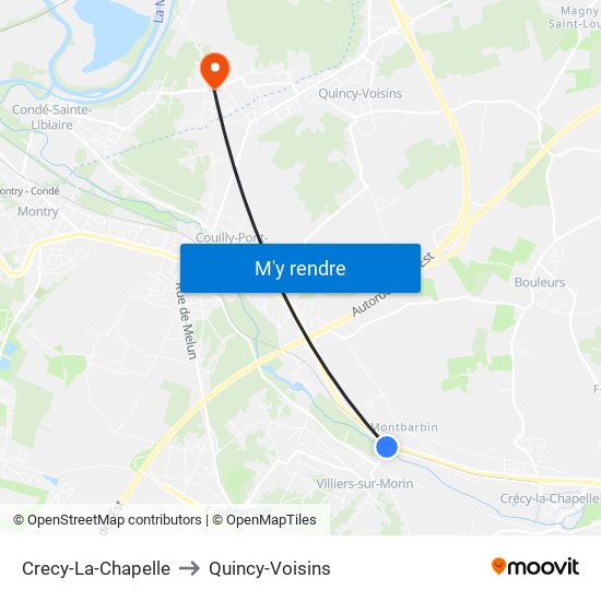 Crecy-La-Chapelle to Quincy-Voisins map