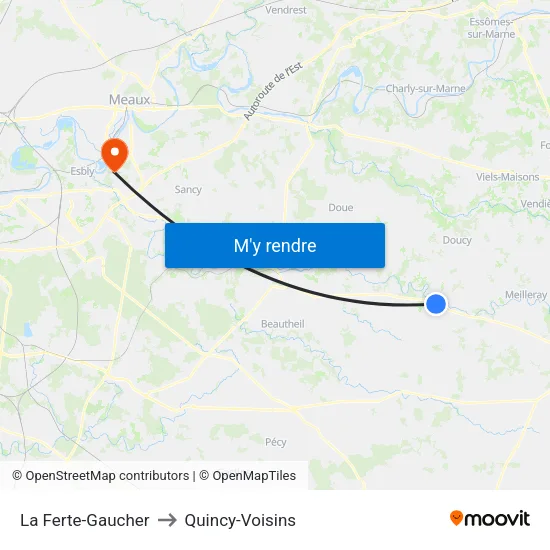 La Ferte-Gaucher to Quincy-Voisins map