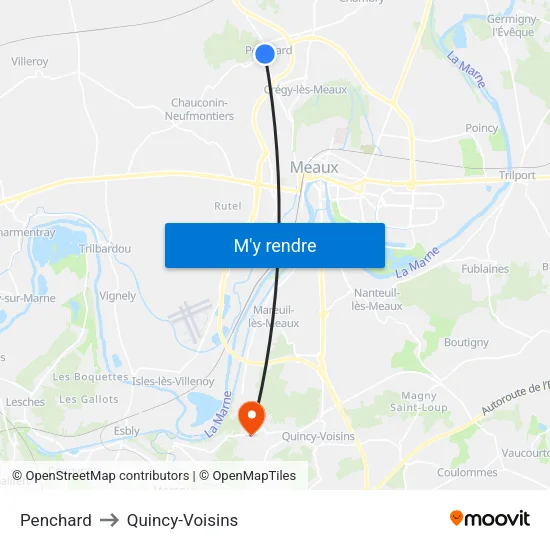 Penchard to Quincy-Voisins map