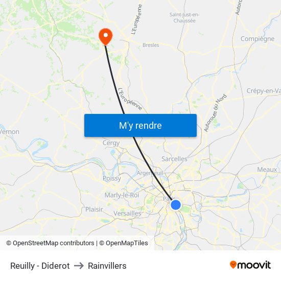 Reuilly - Diderot to Rainvillers map