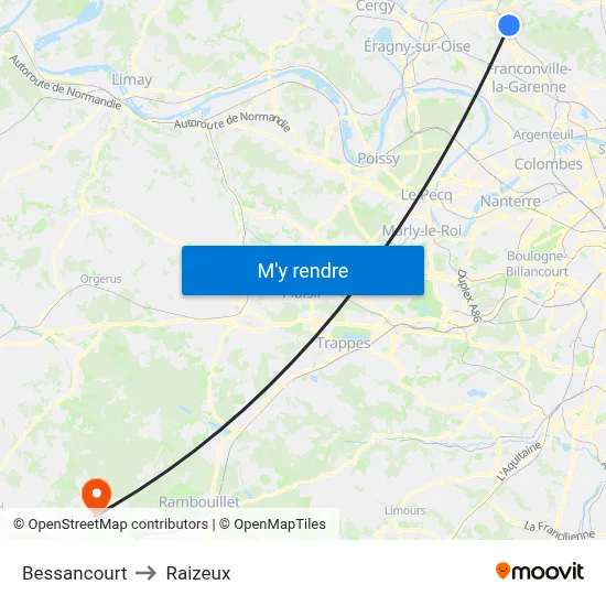 Bessancourt to Raizeux map