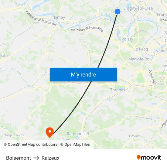 Boisemont to Raizeux map