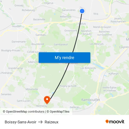 Boissy-Sans-Avoir to Raizeux map