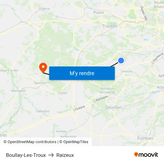 Boullay-Les-Troux to Raizeux map