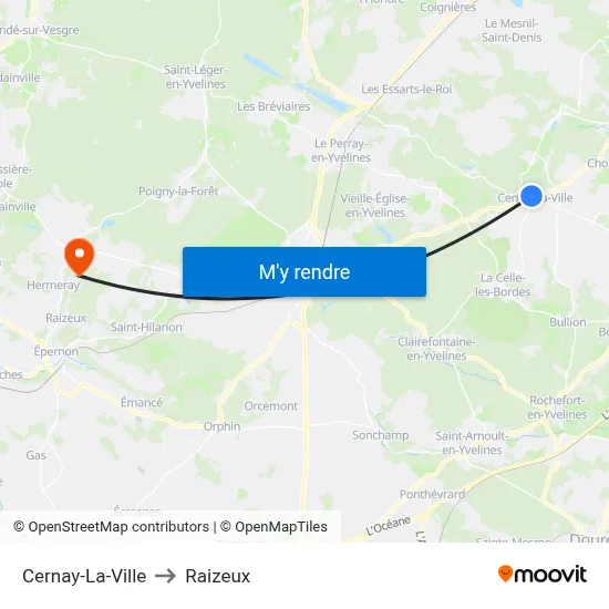 Cernay-La-Ville to Raizeux map