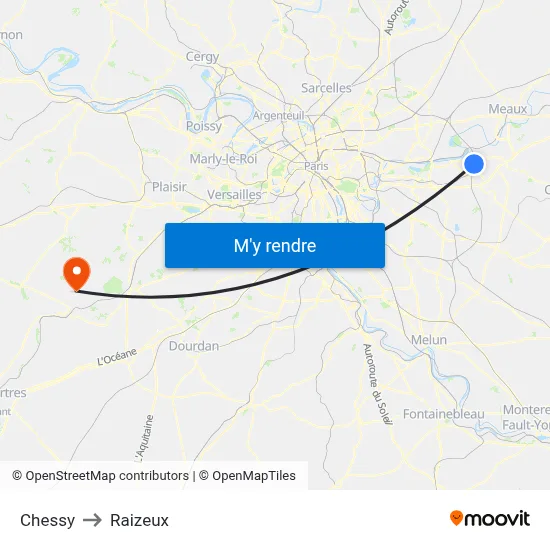 Chessy to Raizeux map