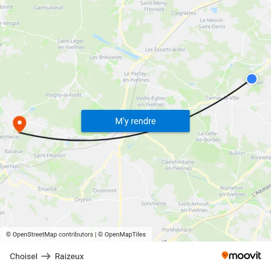 Choisel to Raizeux map