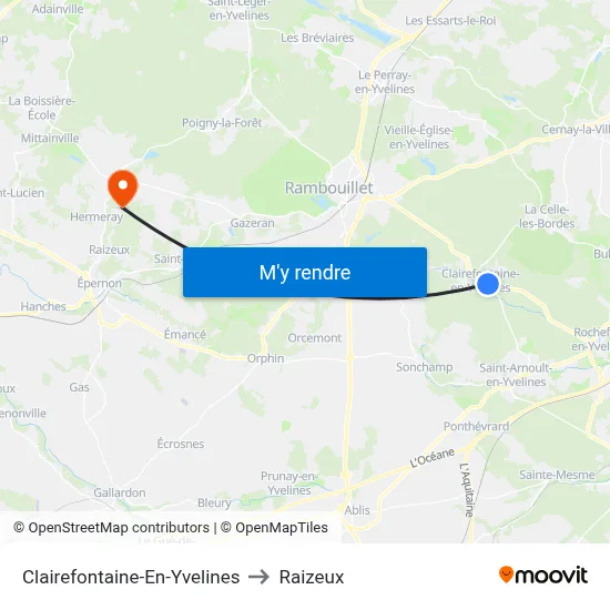 Clairefontaine-En-Yvelines to Raizeux map
