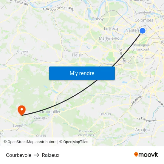 Courbevoie to Raizeux map