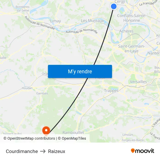 Courdimanche to Raizeux map