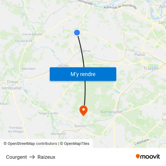 Courgent to Raizeux map