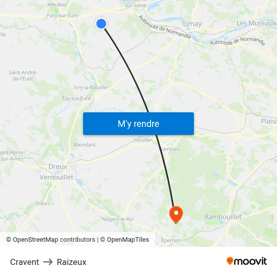 Cravent to Raizeux map
