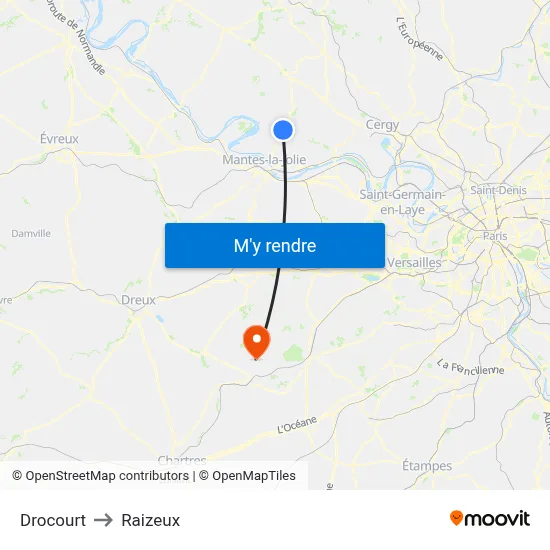 Drocourt to Raizeux map