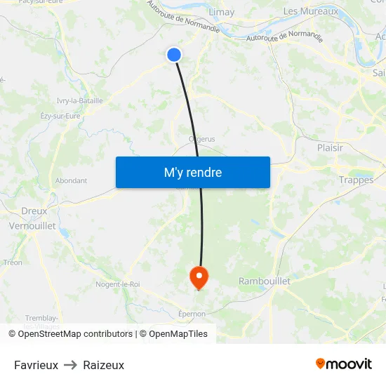 Favrieux to Raizeux map