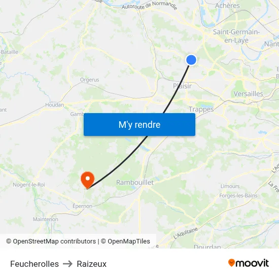 Feucherolles to Raizeux map